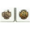 Image 2 : Group of 2 1957 and 1957-D Franklin Half Dollars NGC MS-64
