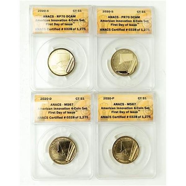 Group of 4 2020-P, 2020-D, and 2020-S Connecticut Innovation Dollars ANACS