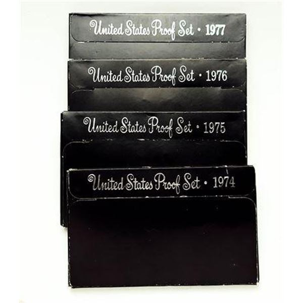 Group of 4 1974 - 1977 Proof Sets