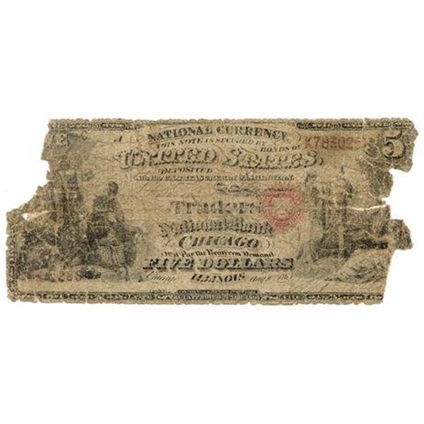 Fr.397 1865 $5 Traders National Bank Chicago First Charter Bank Note