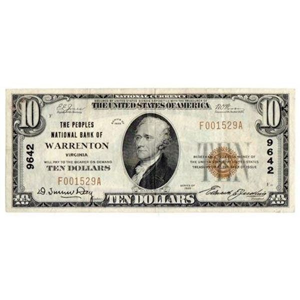 Fr.1801-1 1928 $10 National Bank Note Peoples National Bank of  Warrenton