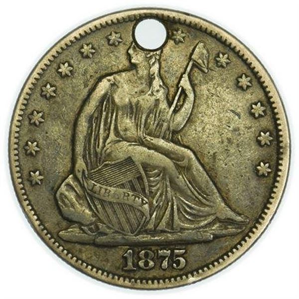 1875 Seated Liberty Half Dollar - Holed