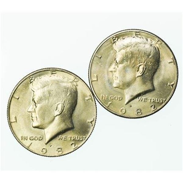 Group of 2 1982 and 1982-D Kennedy Half Dollars
