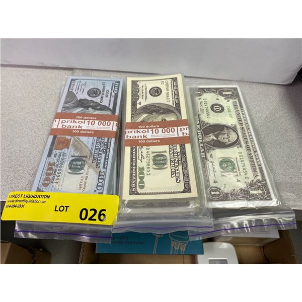 Prop Money - USD in miscellaneous denominations - approx. $100,000