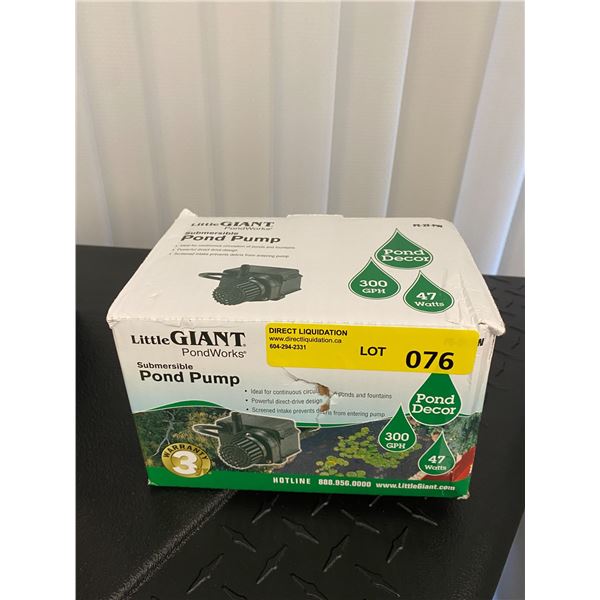 Little Giant Pondworks Submersible Pond Pump 47 Watts