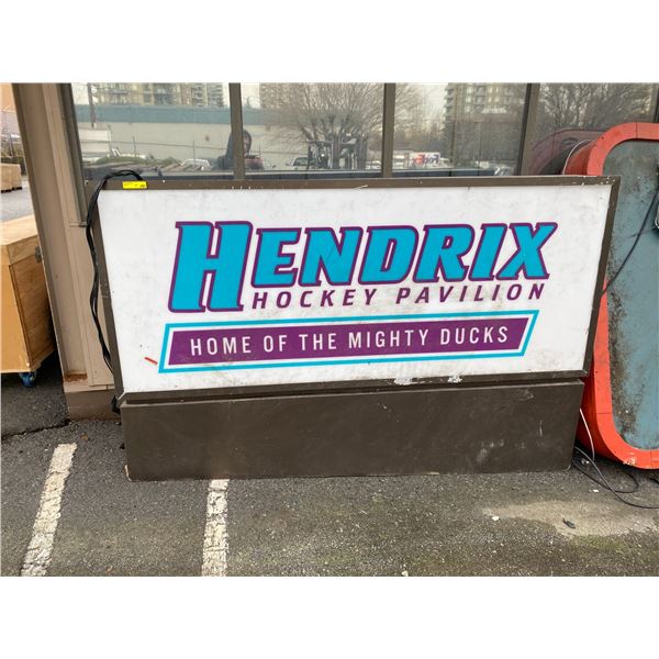 HENDRIX HOCKEY PAVIION Sign from the Hockey Show - with Power - approx. 90in x 13 1/2in x 56in
