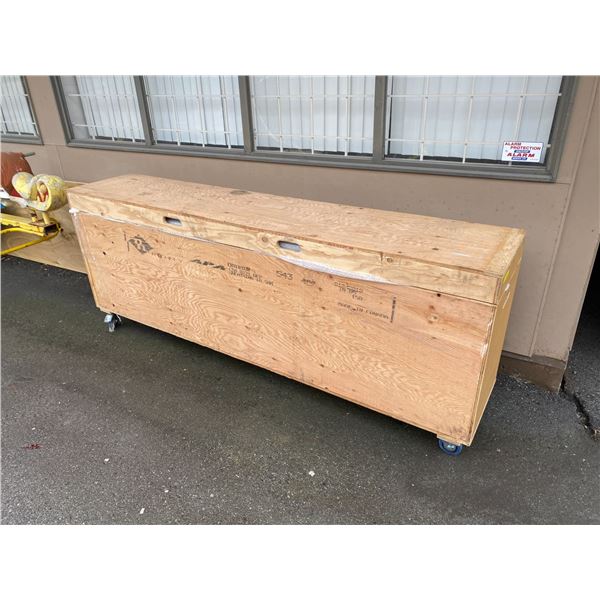 Wood Crate - 98 1/2in x 20in x 38in on wheels - full of LED 8 Foot Light Bulbs - Wrapped to replace