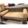 Image 1 : Rolling Antique  Daybed with upholstered Booster Cushions - Rustic Look - Metal and Wood - 72in x 30