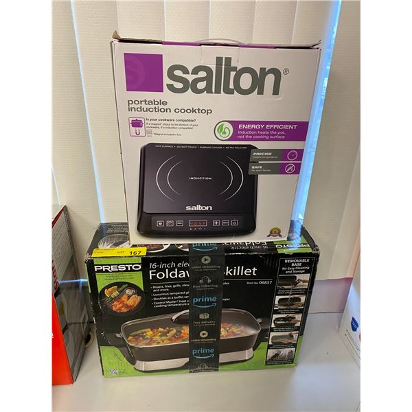 Salton Portable Induction Cooktop and Presto 16in Foldaway Electric Skillet
