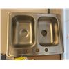 Image 1 : Stainless Steel Double Kitchen Sink - with cut-outs for faucet - 25in x 19in