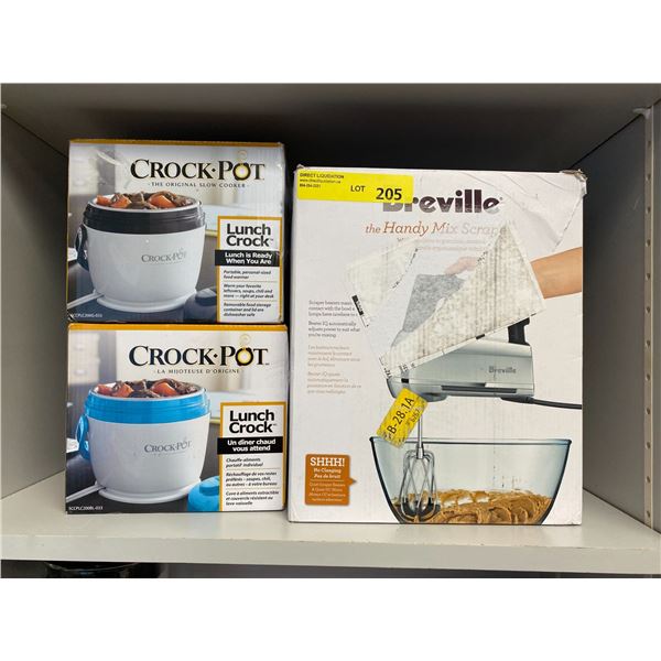 Breville Hand Blender and two Crock-Pot Lunch Crocks