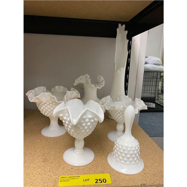 Hobnail Milk Glass - 6 pieces - Excellent Condition - unknown manufacturer
