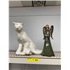 Image 1 : Angel - 14in tall (8072-2 on bottom) and Cat (BU on bottom) 13in tall