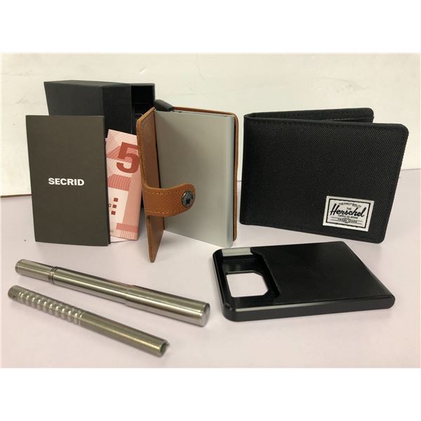 Herschel Black Wallet / Secrid Protective Digital Wallet and Stainless Pens