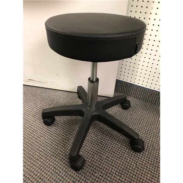 Small Black Padded Rolling Stool