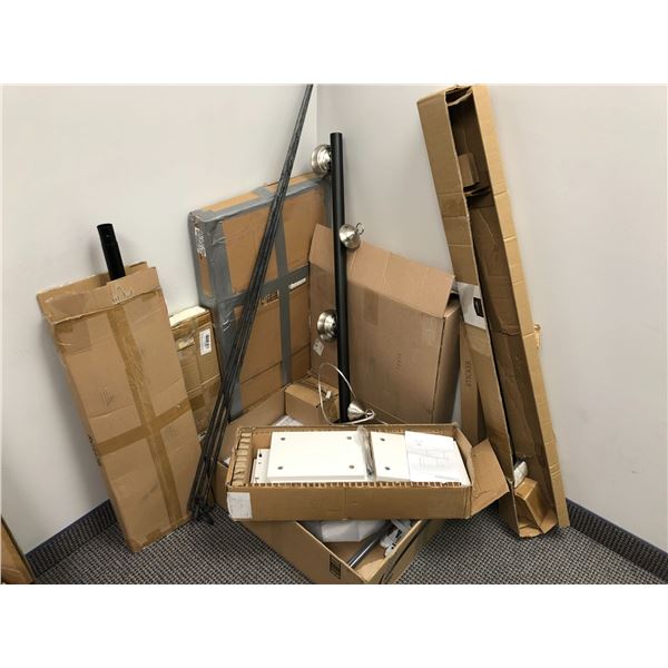 Corner Lot of Misc. DIY Parts - bookcase/Clock/Light/Fan, etc.