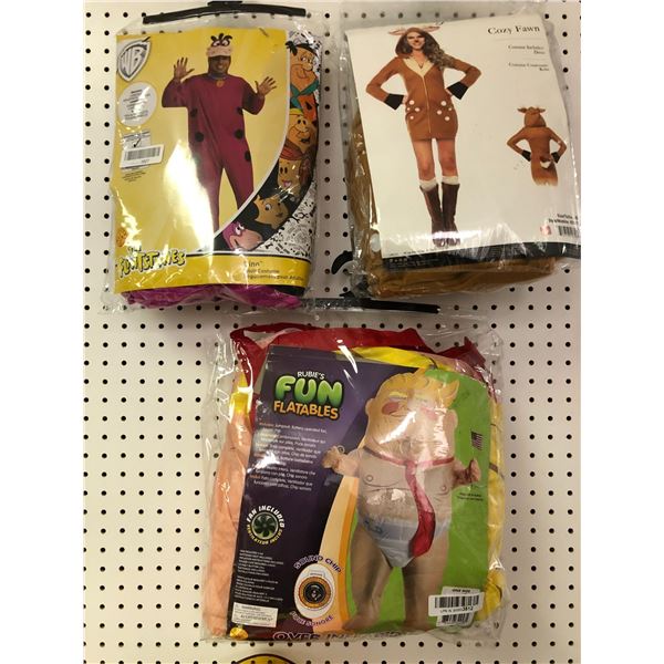Group Lot of Three Costumes - Cozy Fawn / Dino from the Flintstones and Fun Inflatables - Donald Tru