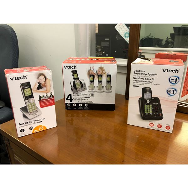 Group of 3 Vtech Cordless Digital Answering System (4 Handsets) one accessory handset and One Cordle