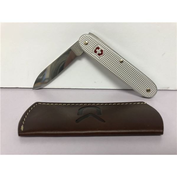 Swiss Army Knife - with Brown Pouch - Folding Blade only