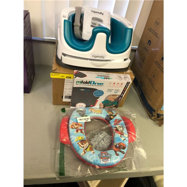 Ingenuity Baby Base Feeding Booster Seat and MiFoldOne - Non-folding Grab & Go Booster Seat plus Paw