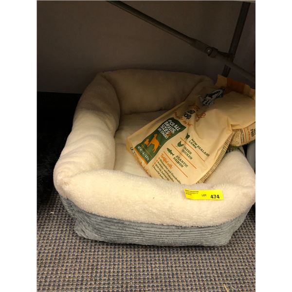 Large Dog Pet Bed & Bag of TLC Natural Dog Food