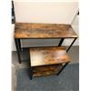 Image 2 : Wood Hallway Table with Mesh Bottom Shelf- 40 x 14 x 32in and matching smaller shelving unit 24 x 12