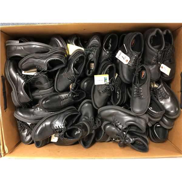 Extra Large Bin of Black Set Dec Shoes - Mens & Womens Includes mostly Deer Stags SUPRO and SafetySt