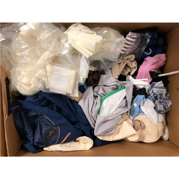 Extra Large Bin of Clothes - men's and women's - sweaters, blazers, shirts, and more.  (Please Note