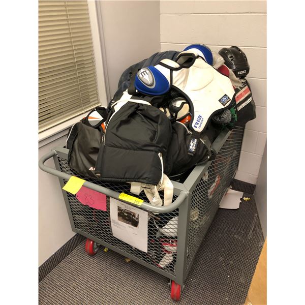 Bin full of Protective Hockey Gear from the Hockey Show (Bin not included)