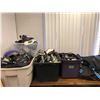 Image 1 : Table Lot of Four Bins and One Hockey Bag full of Skates , Hockey Bags & Helmets and more from the H