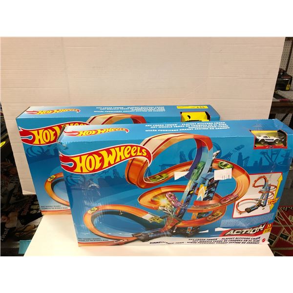 Group of Two Hot Wheels Action Sky Crash Tower Playsets