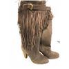 Image 1 : NAUGHTY - Ladies Brown Swede Boots with Fringe - Size 6 - NEW