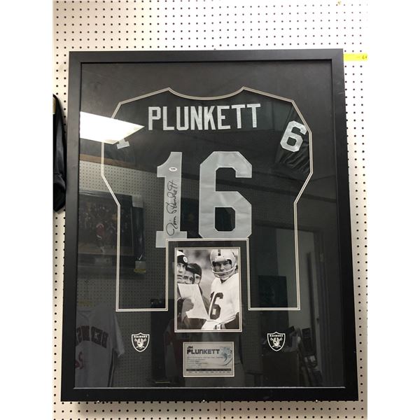 Jim Plunkett Signed Framed Jersey with PSA/DNA Authentication Sticker - approx. 34 1/2 x 42 1/2in