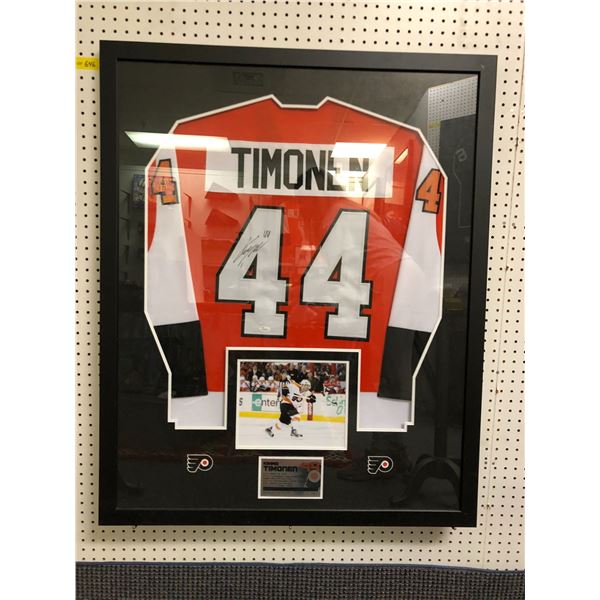Kimmo Timonen Signed Framed Jersey with JSA Authentication Sticker - approx. 34 1/2 x 42 1/2in