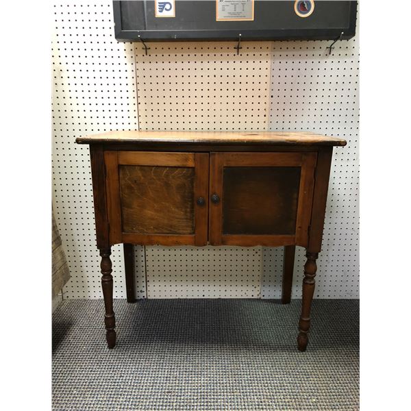 Antique Table with Cupboards - approx. 32 x 15 x 31in - needs work