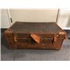 Image 1 : Leather Steamer Trunk - approx. 30in x 19in x 12in