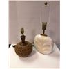 Image 3 : Two Vintage Lamp Bases - one Cork and the other ceramic with leaf pattern