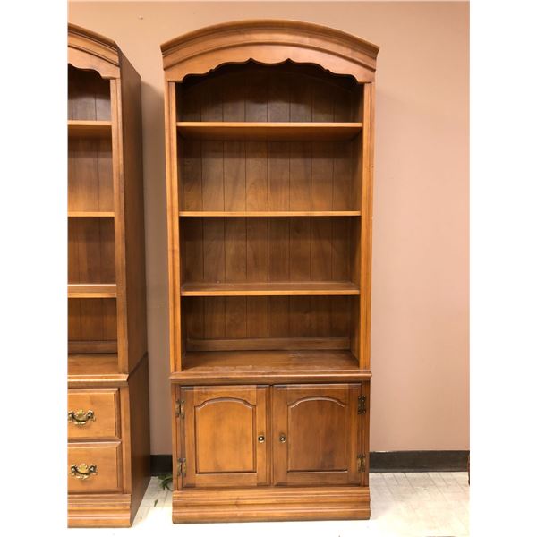 Vintage Maple Bookshelf or Buffet Hutch with cupboard doors below - Great Condition - approx. 32in x