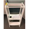 Image 1 : Children's Step Stool with Protective Rail - White (helpful when helping in the kitchen at the count