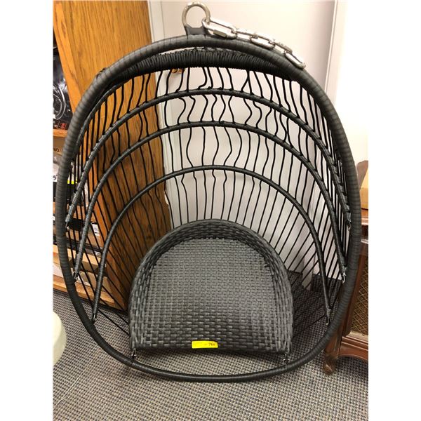 Outdoor Swing - Black Rattan with Rope - has chain attached (no swivel) - approx. 34in x 37in x 48in