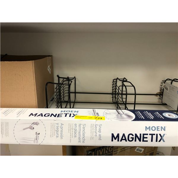 MOEN Snap and Secure Magnetic Shower Rod plus Black Wire Bath Shelves and two boxes of Peel & Stick