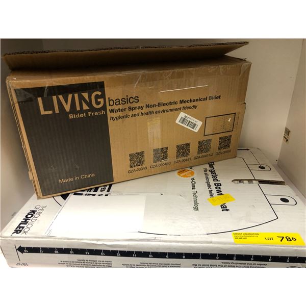 KOHLER Elongated Toilet Seat plus LIING Basics Bidet Fresh Water Spray Non-Electric Mechanical Bidet