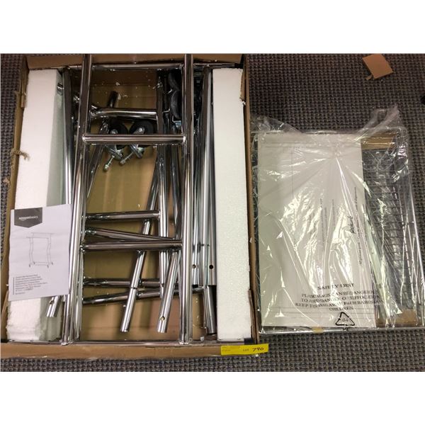 AMAZON Basics - Double Rail Garment Rack - Chrome with  a Pichards Rollout Cabinet Drawer