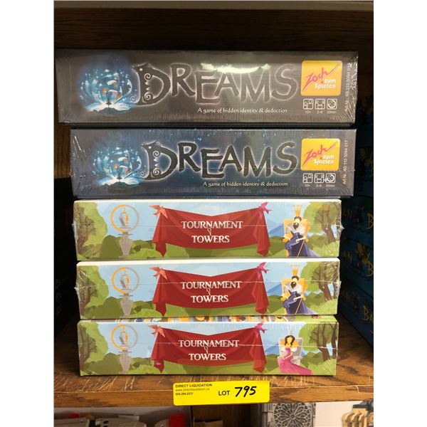 Group of 5 Games - 2 Dreams and 3 Tournament of Towers - Brand New