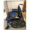 Image 1 : Blue Wheelchair with ROHO Cushion and Foot Supports - Estate Item