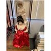 Image 1 : One Glass Cased Doll and One Doll without Case - Dolls are approx. 18in tall, case is approx. 25in t