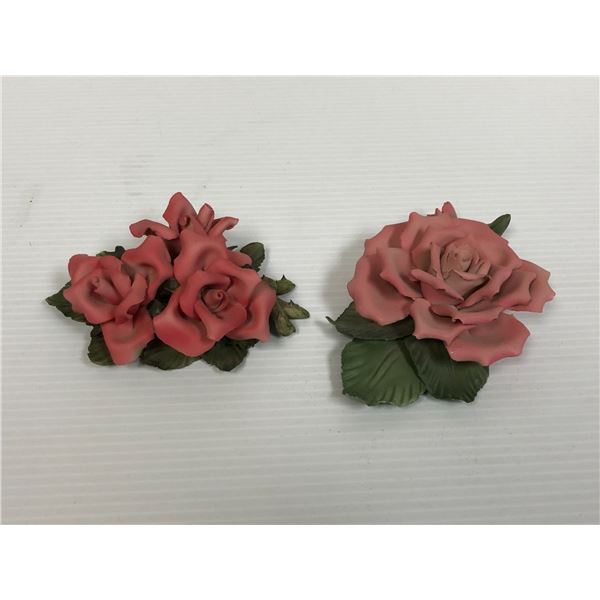 Capodimonte Flowers - group of two - one is excellent condition and the other with broken pedal