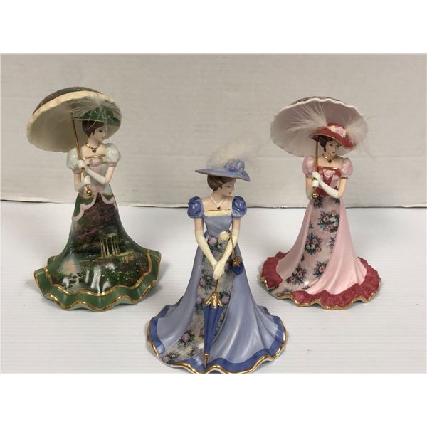 Three Porcelain Parasol Ladies - Heirloom Porcelain - "Gone in the Afternoon", "Sunday Best" and "St