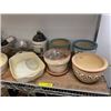 Image 2 : Shelf Lot of Household Items - Pots, Bakeware, Candleholders, Vintage Chip & Dip plus more