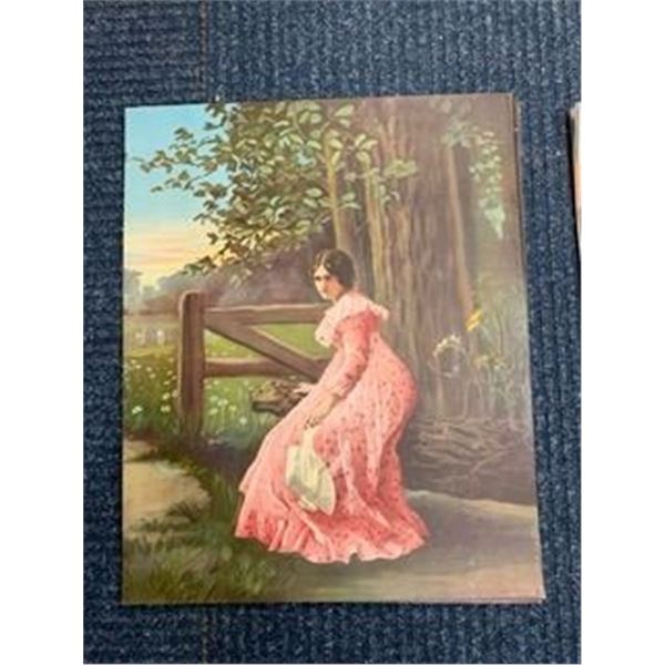 Prints - Lady on Log (8 qty) and British Soldier on Horse (14 qty) - both 16in x 20in